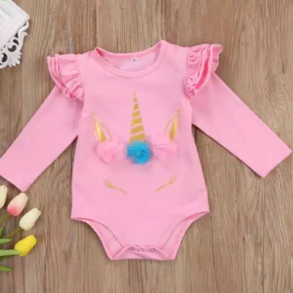 Pink Unicorn Long Sleeve Onesie Bodysuit